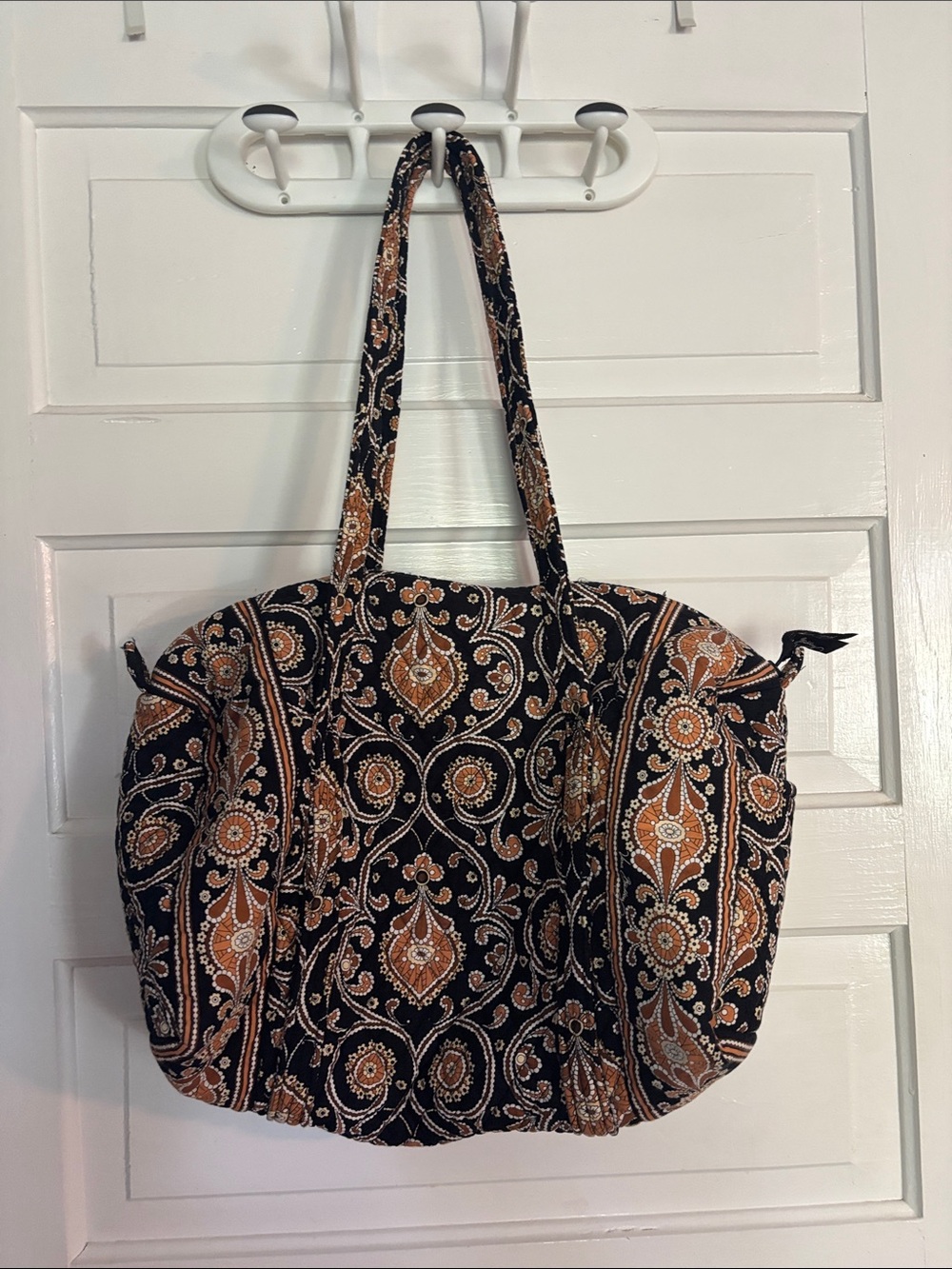Small Quilted Paisley Tote Bag in Black and Brown